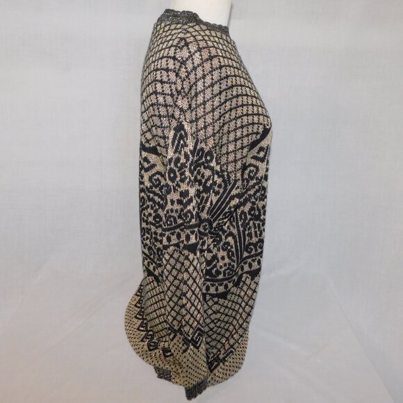 Vintage Separate Scene Womens L Black Gold Metallic Pullover Knit Sweater Retro - Picture 8 of 16
